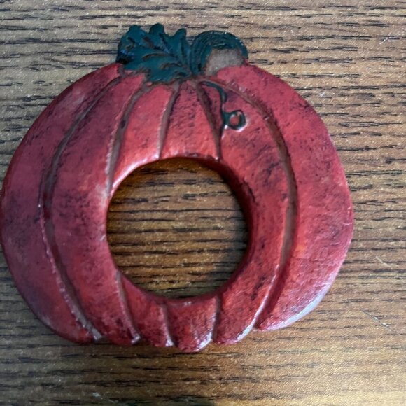 Napkin Rings Pumpkin Set of 4 Thanksgiving Fall Halloween Harvest Decor Orange - Picture 7 of 8